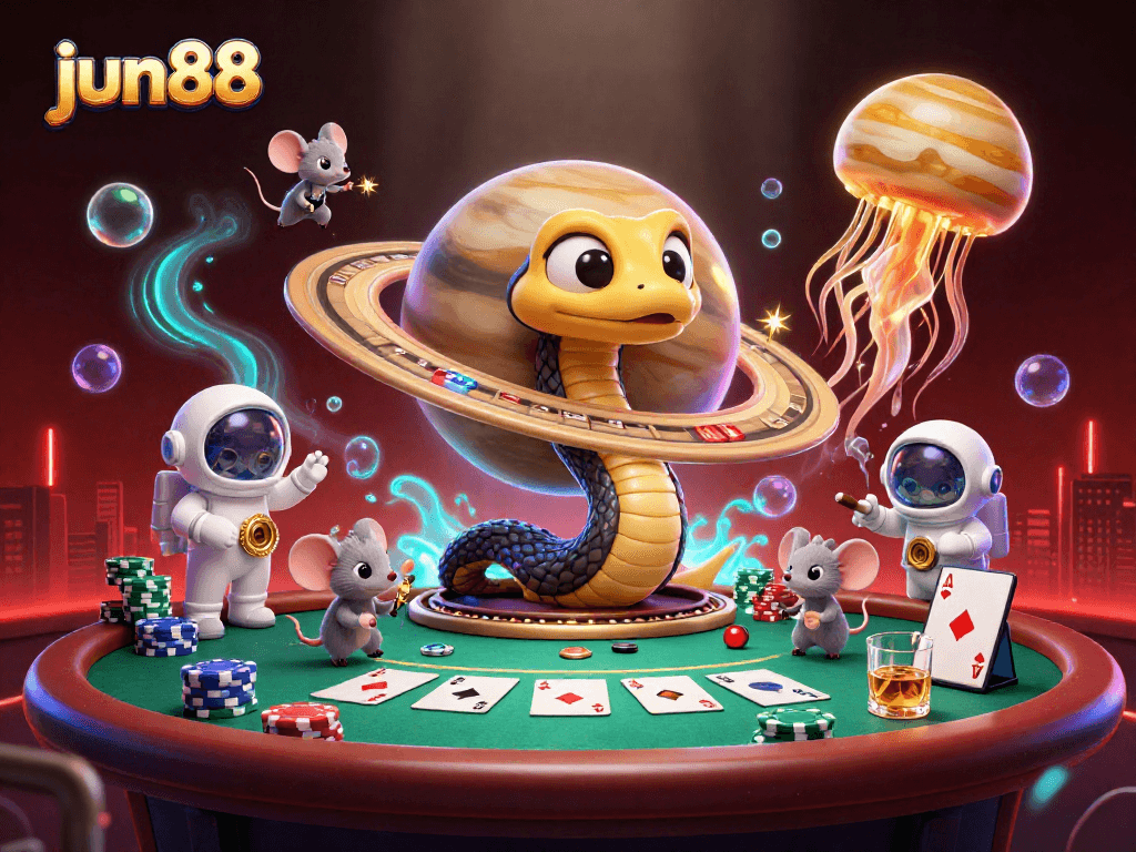 Engage with jun88 by placing your bets in the cosmic casino world of 3D cartoon characters.