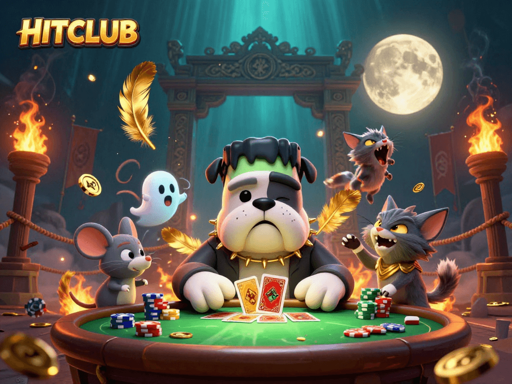 Experience thrilling gameplay at HITCLUB with a fun and engaging 3D casino illustration.