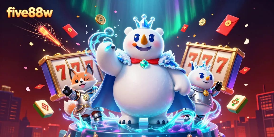 Experience exciting slot action with five88w's cartoon king and dynamic game elements.