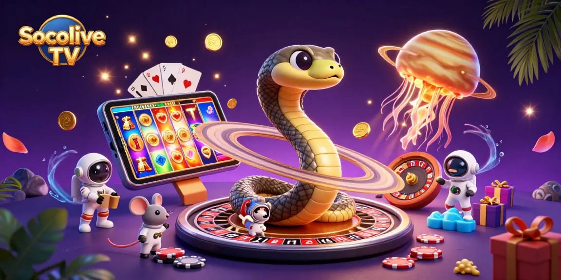 Socolive TV offers exciting gameplay as astronaut mice bet on Saturn's rings in a cosmic roulette scene.