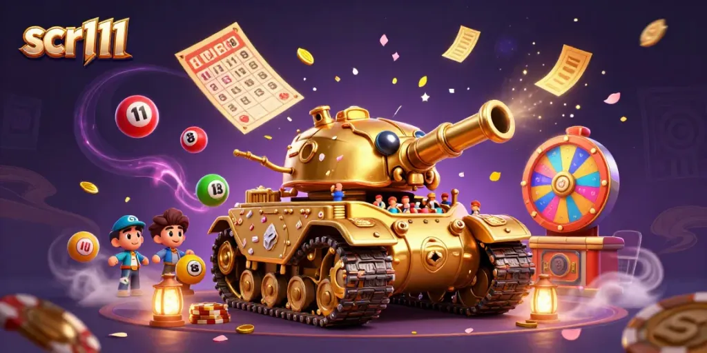 Experience excitement with scr111's vibrant casino scene featuring a golden beetle tank.