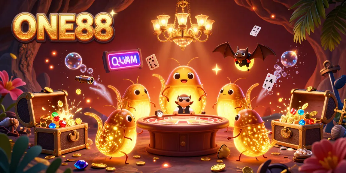 Light up your gambling journey at ONE88 with colorful glowworms illuminating a vibrant casino.