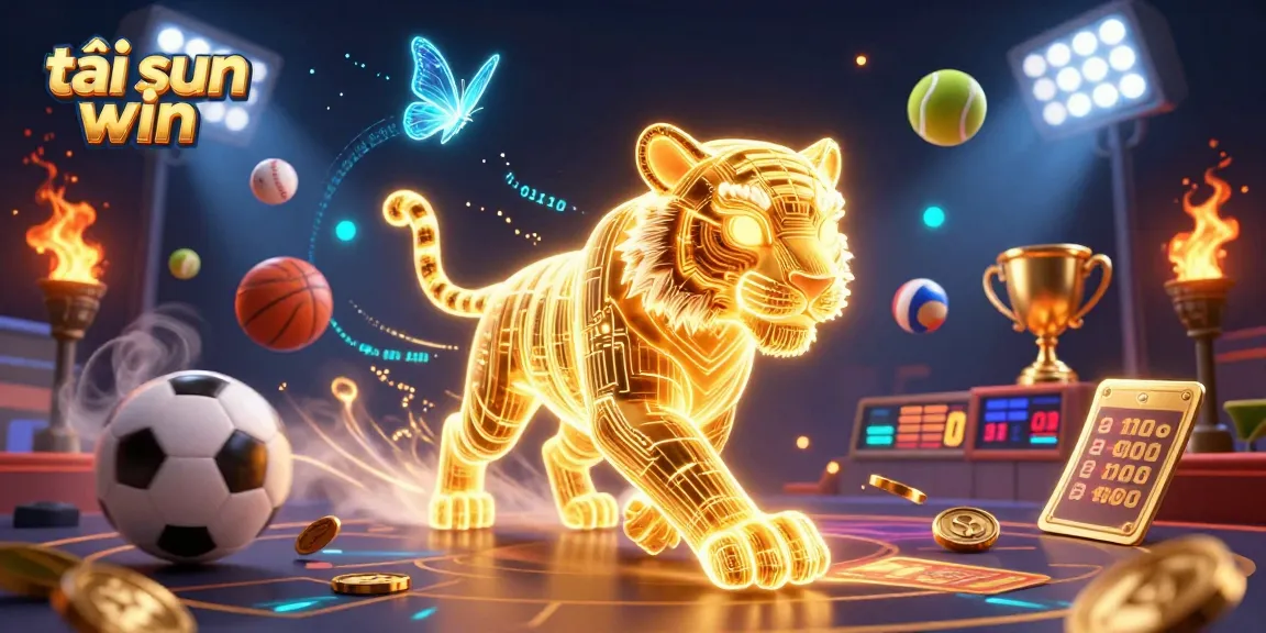 Experience the thrill of gambling with tải sun win as the golden tiger roams a digital casino.