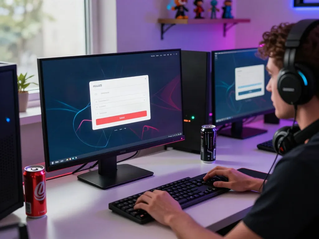 Engaging rokok88 login interface displayed on a vibrant gaming monitor.