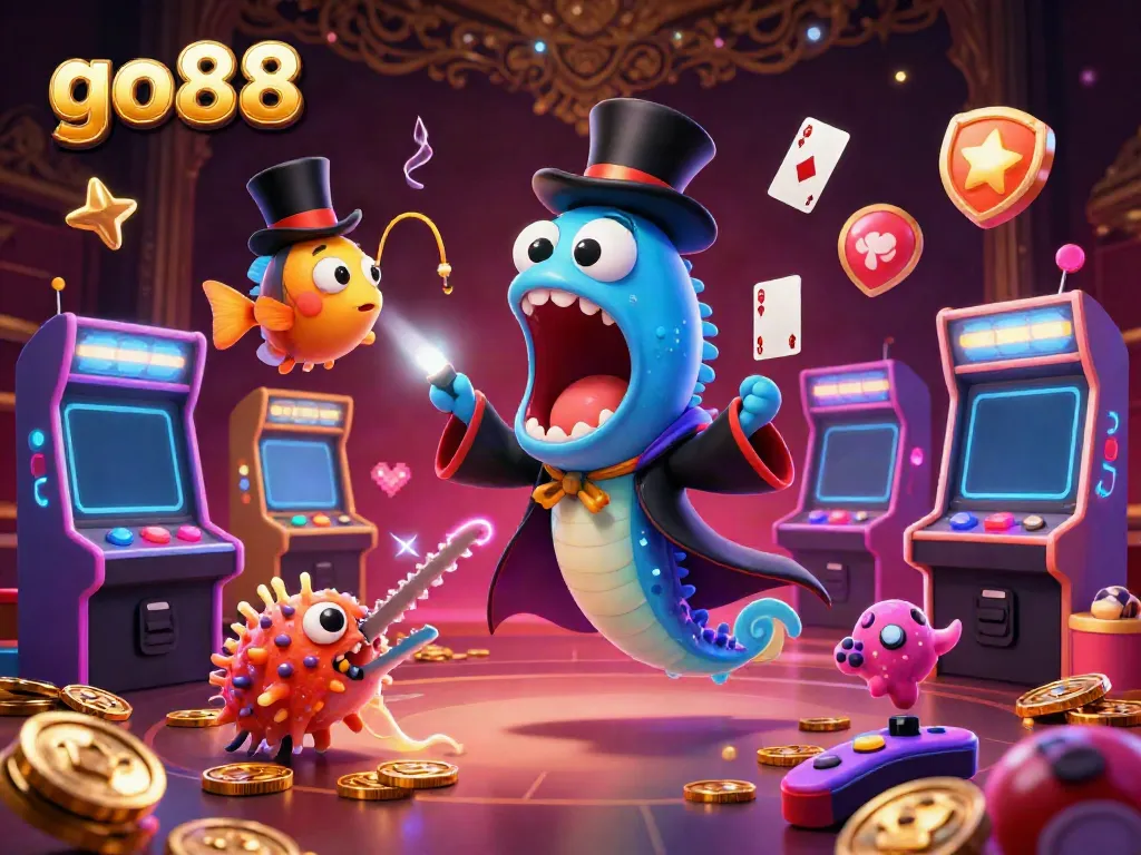 Experience go88 with a vibrant casino scene featuring a magical gulper eel and dazzling game visuals.