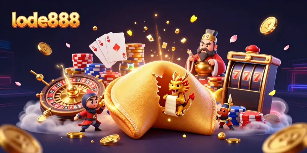 Join the excitement at lode888 as a dragon discovers fortunes in a vibrant online casino scene.