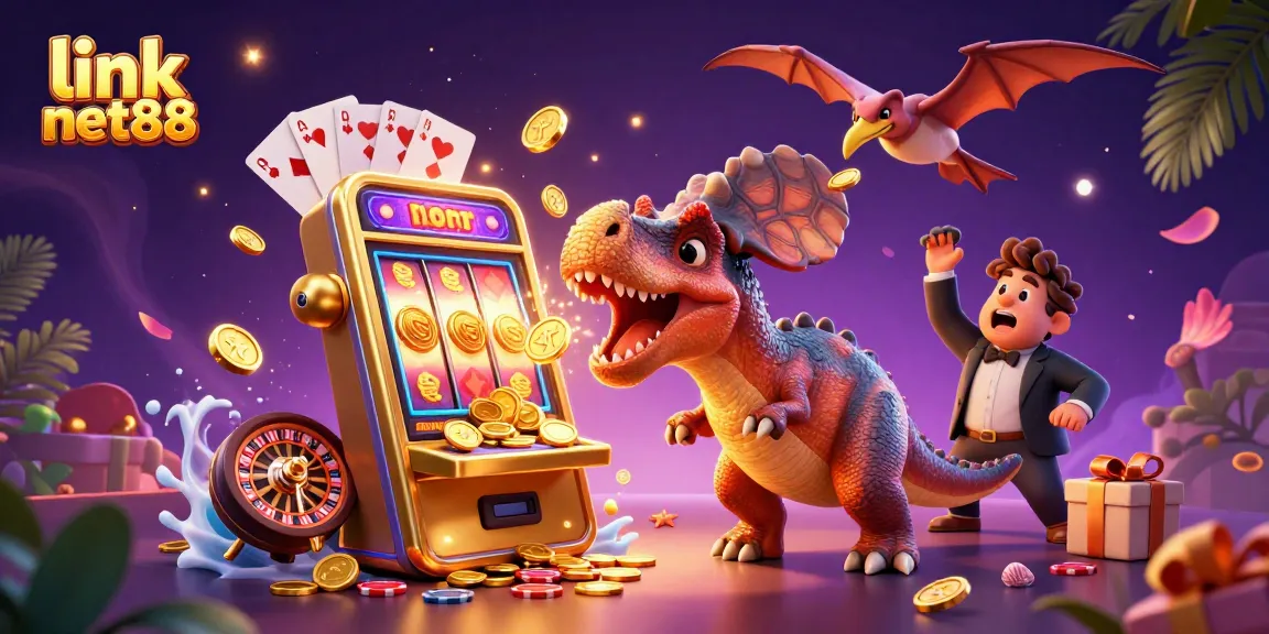 Experience link net88 with a pachycephalosaurus winning jackpots at the casino, surrounded by thrilling game elements.