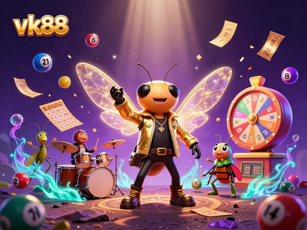 Experience thrilling gaming with vk88 as the rock star and vibrant elements emerge from the casino.