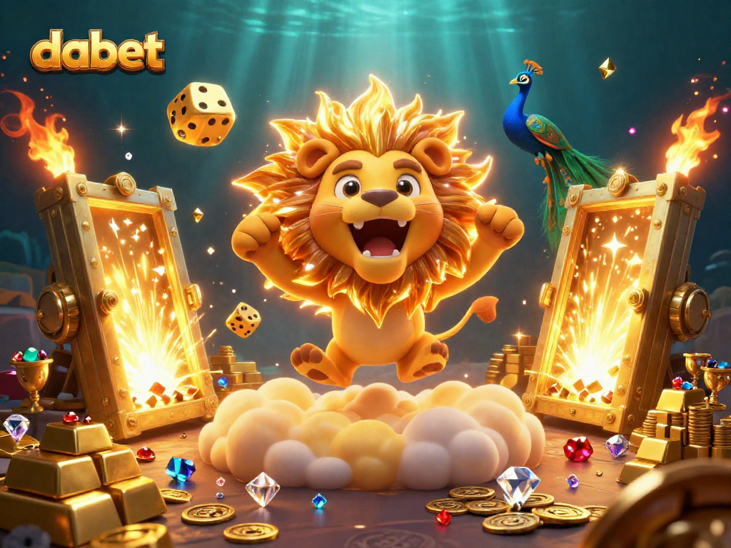 Dabet players immerse in an exhilarating 3D cartoon world filled with golden treasures and vibrant gaming elements.