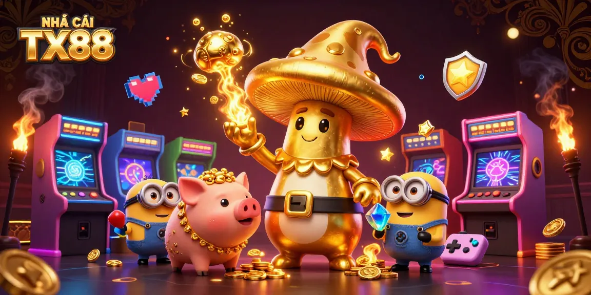 Engage with NHÀ CÁI TX88 in a vibrant 3D casino scene showcasing magical elements and gaming excitement.