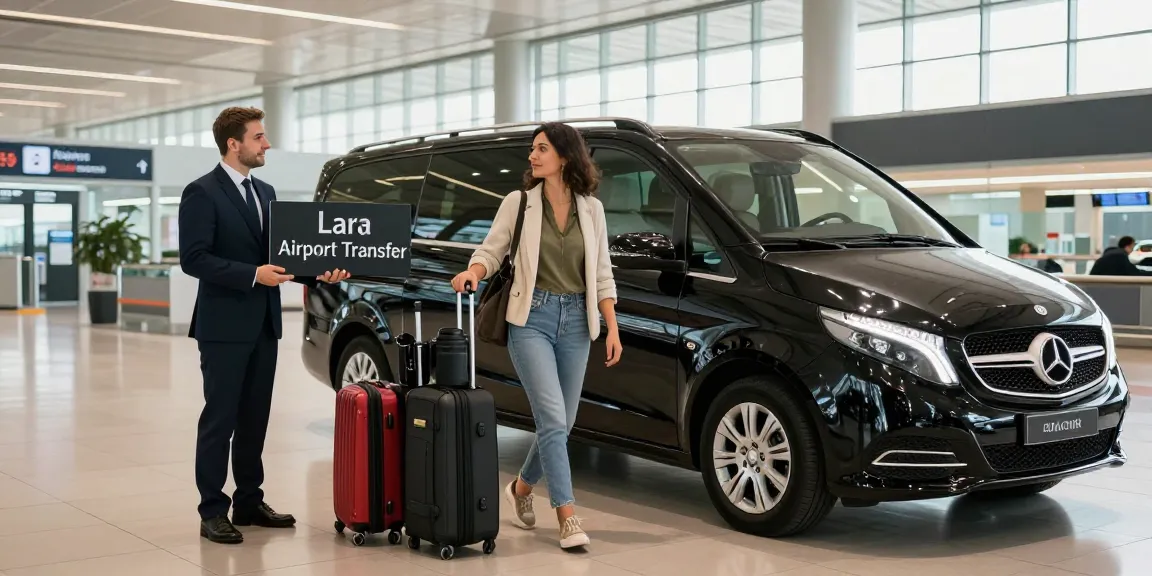 Lara Airport Transfer welcomed by chauffeur at Antalya Airport with luxurious vehicle.