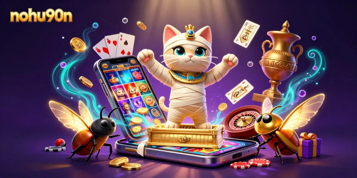 Engage with exciting gaming thrills at nohu90n, featuring a vibrant casino scene with 3D characters.