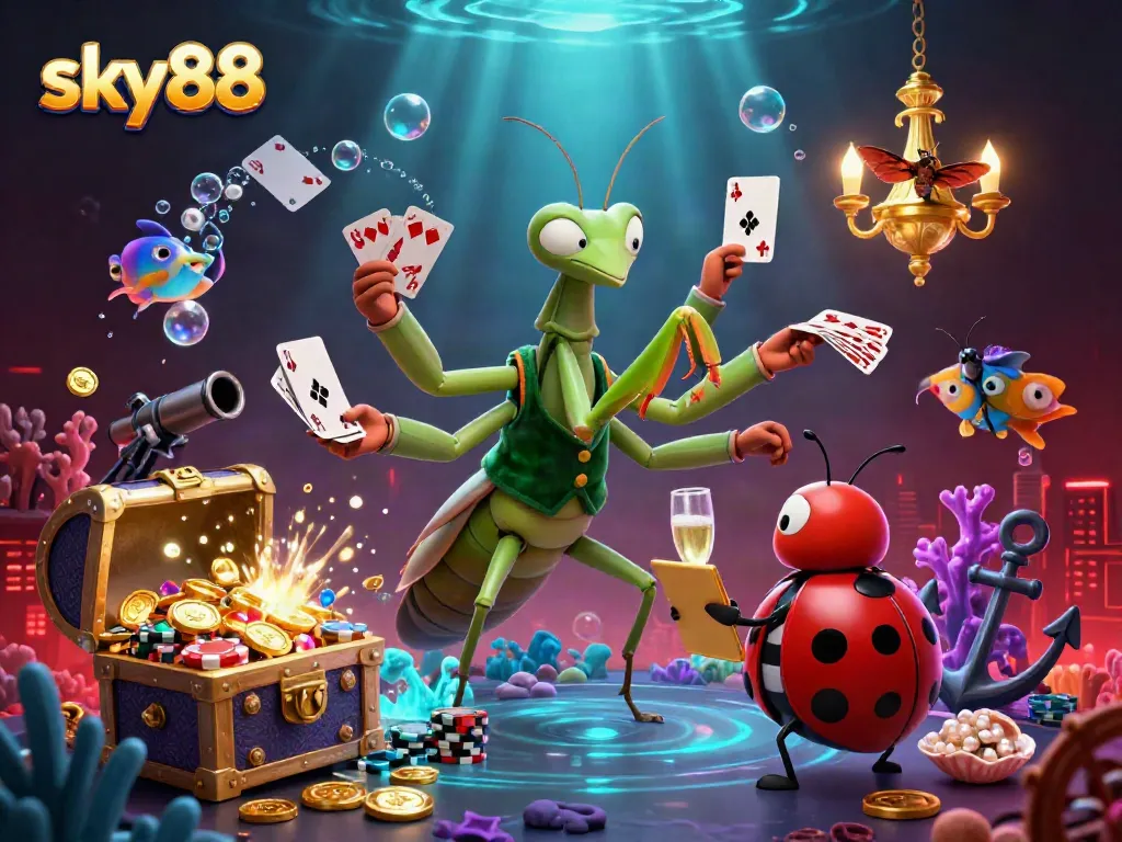 Experience the excitement of sky88 with dynamic gameplay and vibrant characters in a casino scene.
