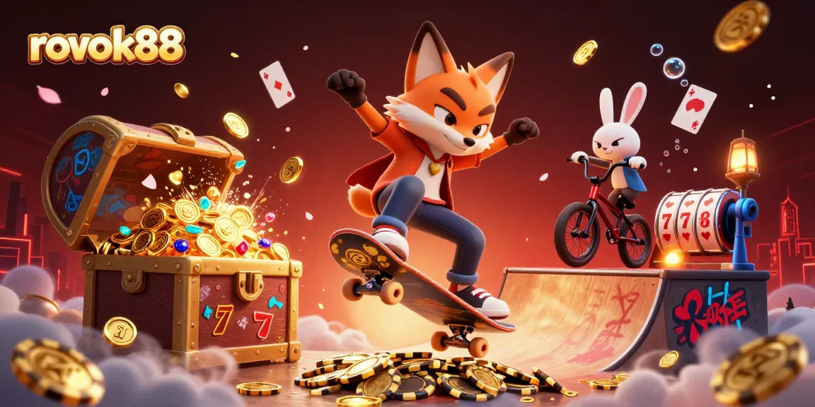 Experience thrilling wins with rokok88, featuring a dynamic scene of casino fun and gaming energy.