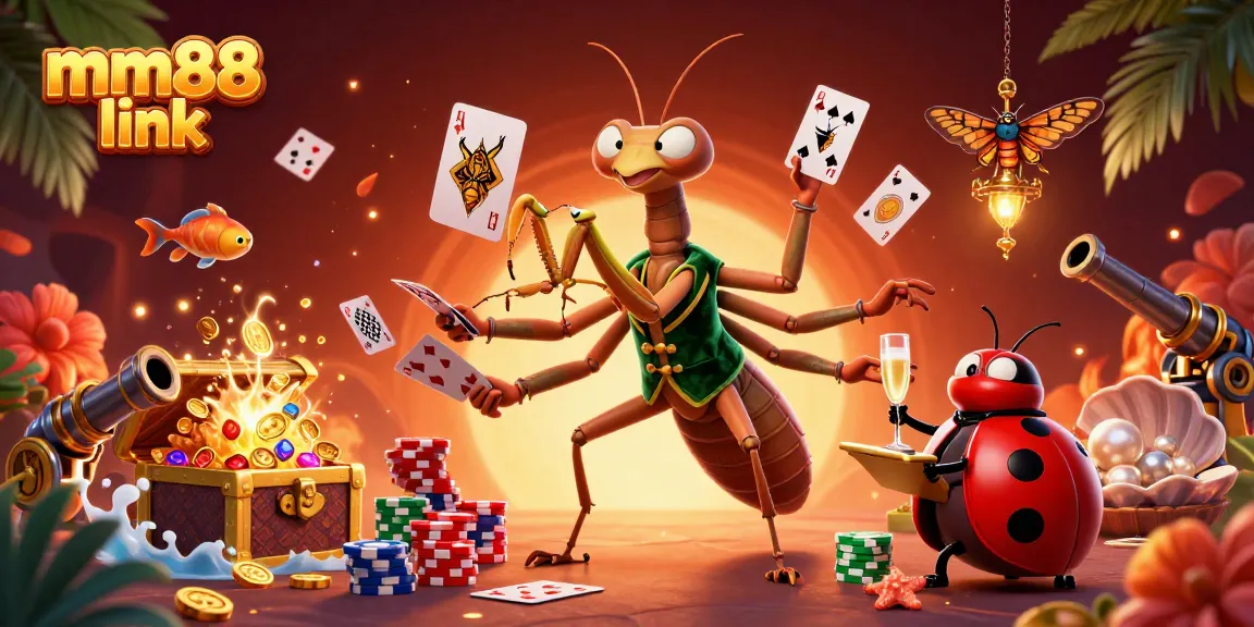 Experience thrilling gameplay at mm88 link with a lively casino illustration featuring vibrant characters and rich details.