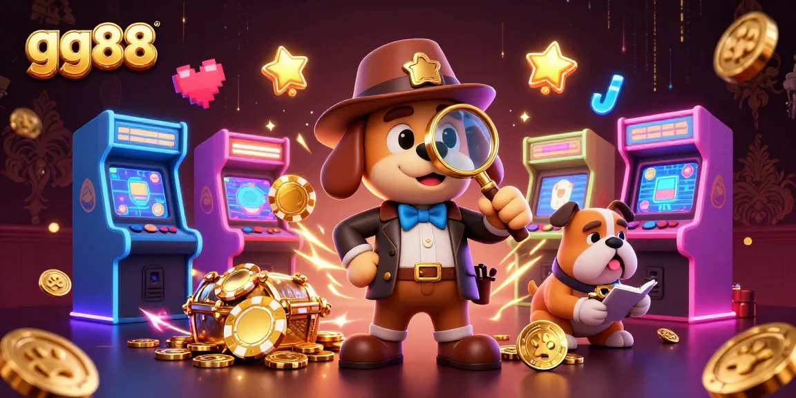 Engage with gg88's golden poker chip challenge in this vibrant casino-inspired illustration.