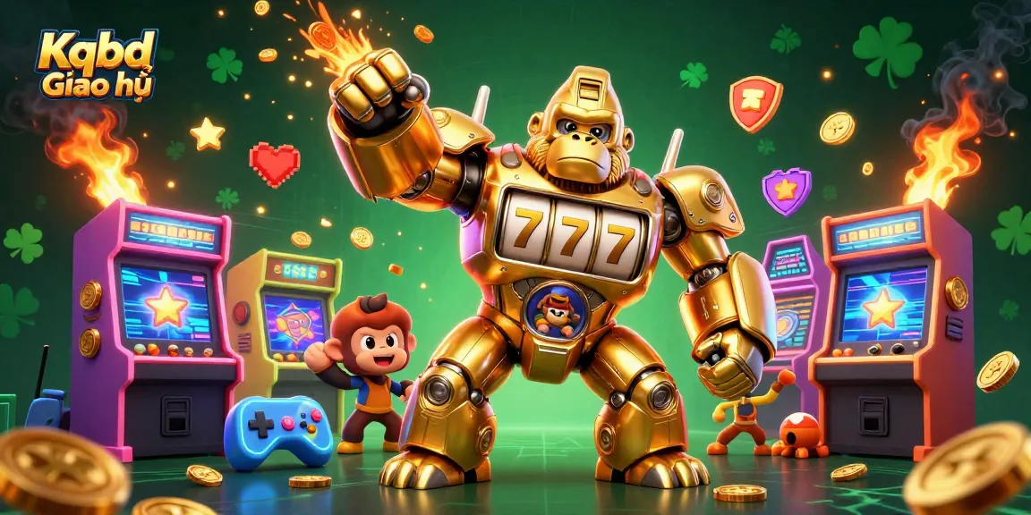 Experience Kqbd Giao hữu with a dynamic 3D scene featuring a gorilla mech and classic gaming elements.