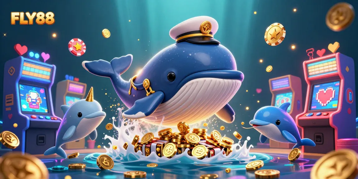 FLY88 players experience a vibrant scene full of slots, jackpot coins, and immersive games.