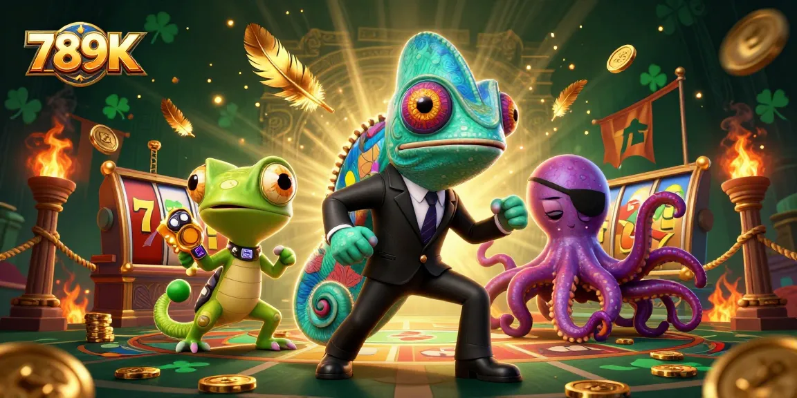 Engage in high-stakes fun with 789K's vibrant casino-themed illustration featuring bold characters and elements.