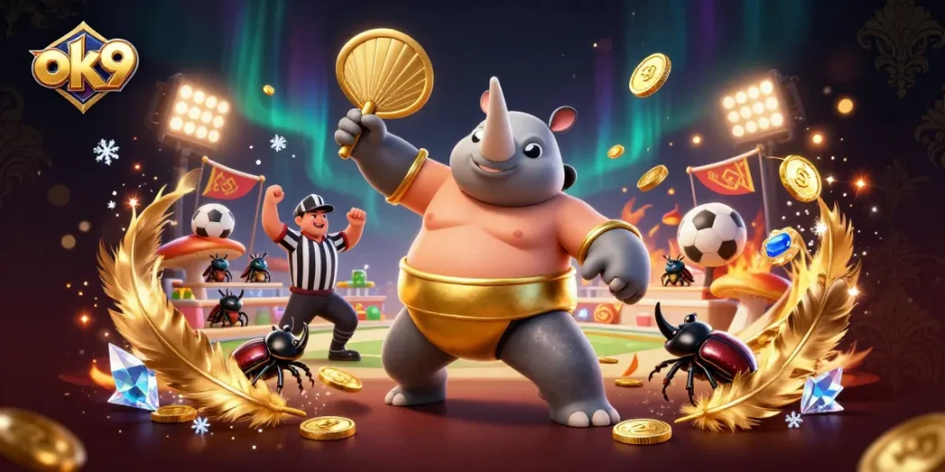 Win big at ok9 with a thrilling sports betting scene featuring a sumo champion beetle.